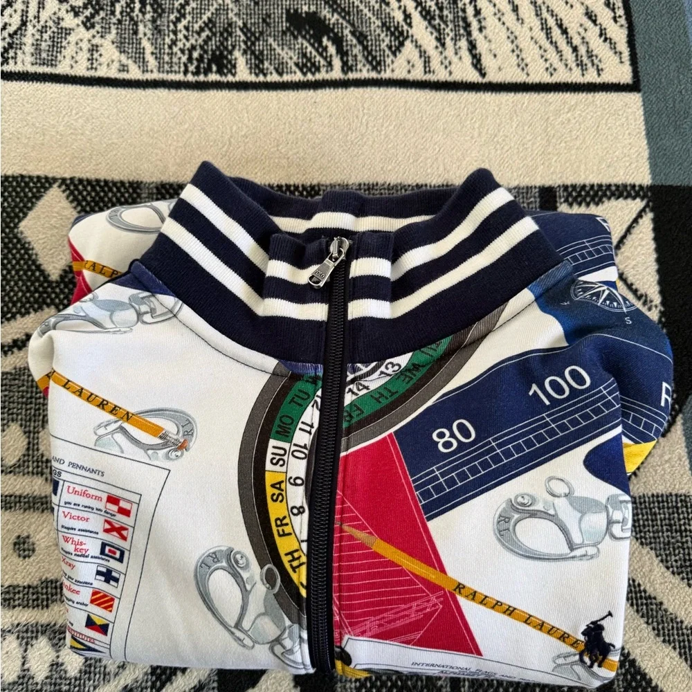 Polo Ralph Lauren Double-Knit Yacht Challenge Nautical Polo Sport Graphic Jacket